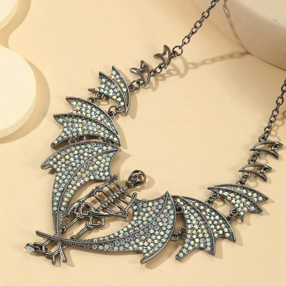 Rhinestone Bat Necklace