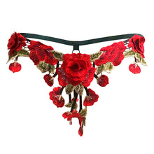 Dripping Red Roses Floral Lace Panties Underwear Thong Lingerie Cage Briefs