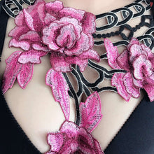 Pink and Black Floral Harness Cage Bra Goth Fetish Lingerie