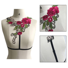 Fancy Floral Harness Cage Bra Goth Fetish Lingerie