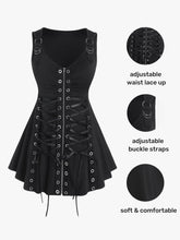 Zip Lace Up Black Tank Dress
