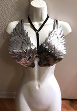Silver Angel Wings Sparkle Cage Harness Top