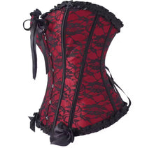 Black and red lace over bust corset top