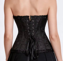 Black lace over bust corset top