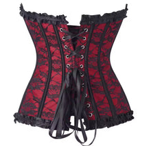 Black and red lace over bust corset top