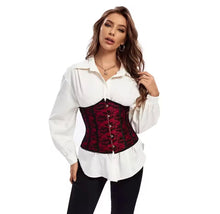Black and red lace underbust corset top