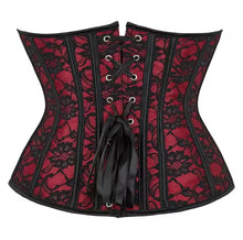 Black and red lace underbust corset top