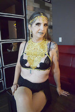 Shimmer Gold Cage Harness Top