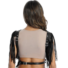 Vegan Leather fringe cage harness top