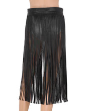 Matte Black Vegan Leather PVC Long Fringe Skirt