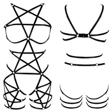 Full Body Pentagram Bondage Harness Bra Goth Fetish Lingerie