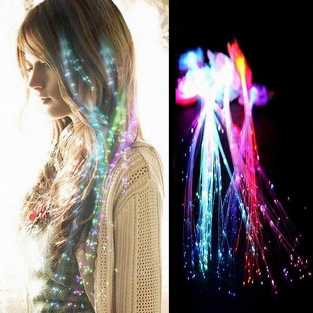 Light up festival LED fiber optic hair set