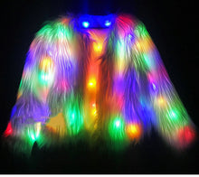 Light up LED furry white jacket