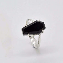 Black stone gothic coffin ring