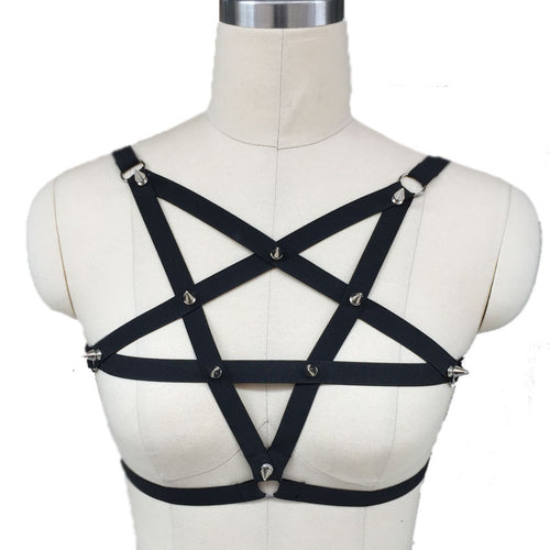 Spiked Pentagram Harness Top