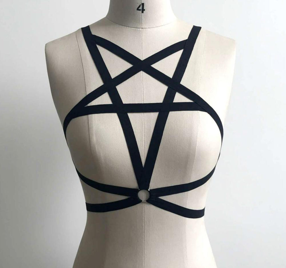 Gothic Pentagram Harness Top