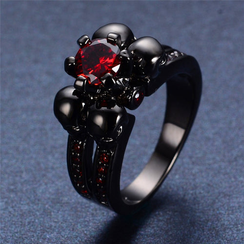 Black Rhinestone Jewel Skull Ring