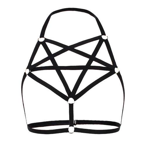 Gothic Pentagram Square Harness Top