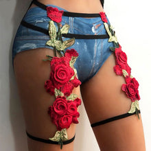 Blooming Roses Red Floral Lace Harness Garter Belt Lingerie