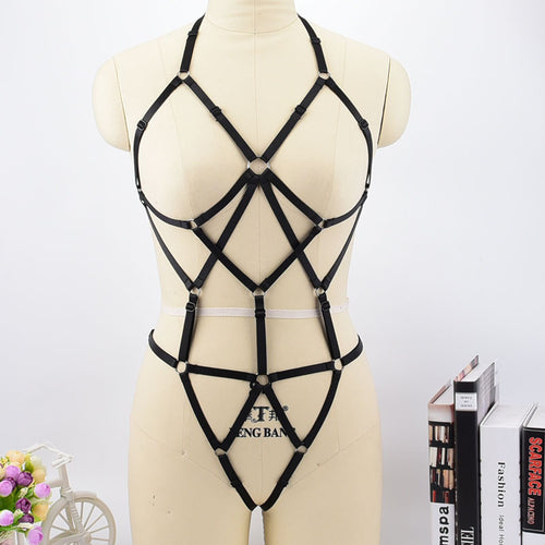 Full body X Cage Harness Bra Goth Fetish Lingerie