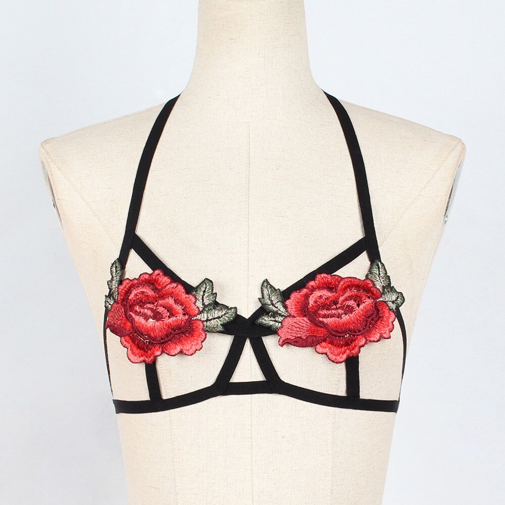 Maryanne Floral Lace Harness Cage Bra Lingerie