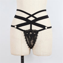 Multi- Strap Black Harness Thong Lingerie Bottoms