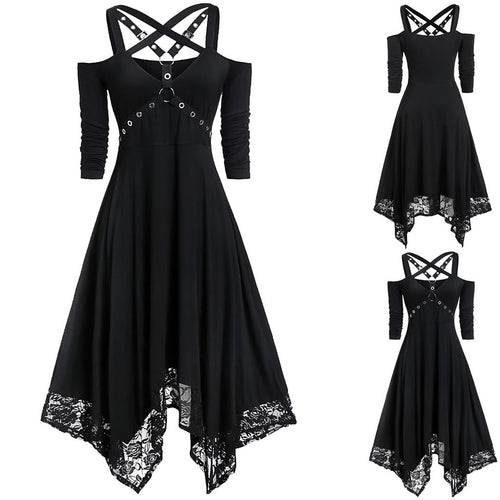 Harness X Lace Black Dress