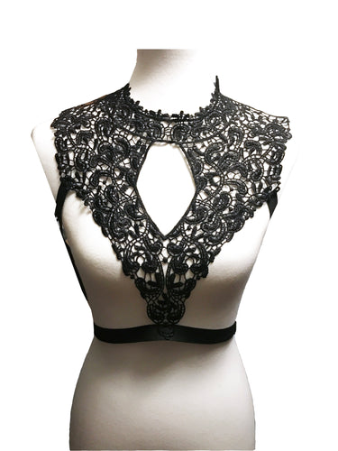 Black Lace Keyhole Harness Top
