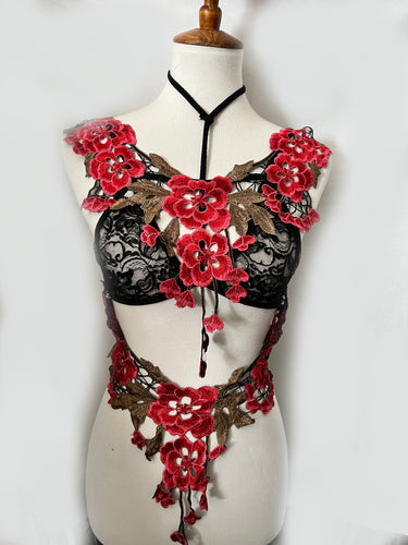 Spring Floral Harness Lingerie Top
