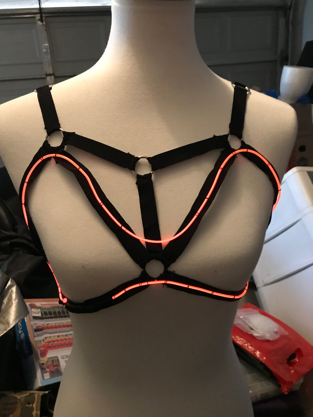 Glowing Neon Light Up Cage Harness Top