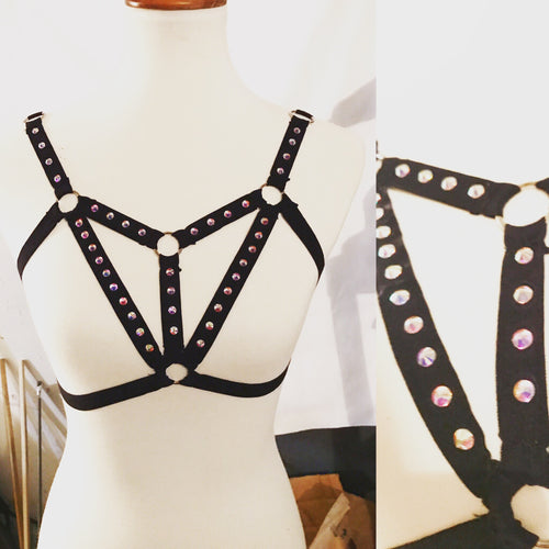 Rhinestone Cage Harness Top