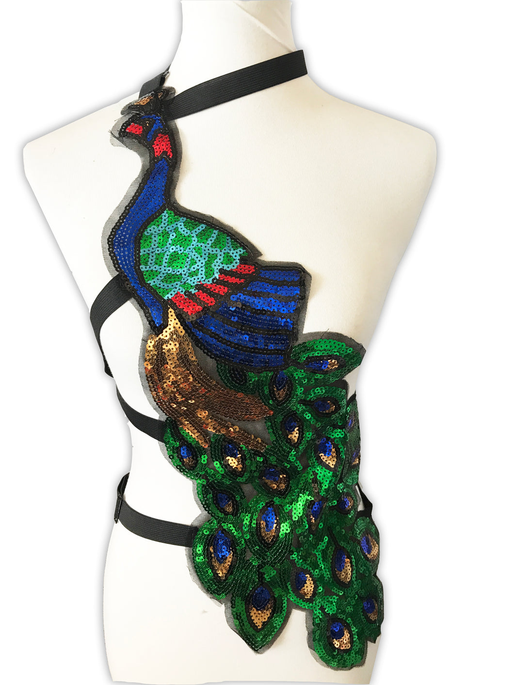 Sequin Peacock Harness Top