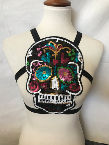 Sugar Skull Sequin Cage Harness Top