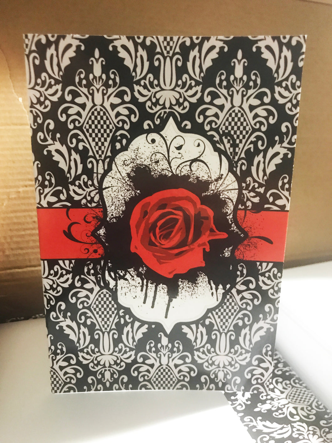 Damask rose blank greeting cards set