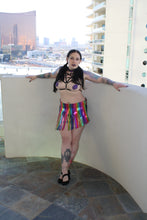 Rainbow Glitter PVC Fringe Mini Skirt