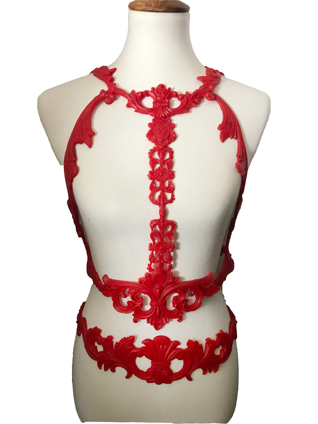 The Liquid Red 3D Handmade latex red rubber body harness set