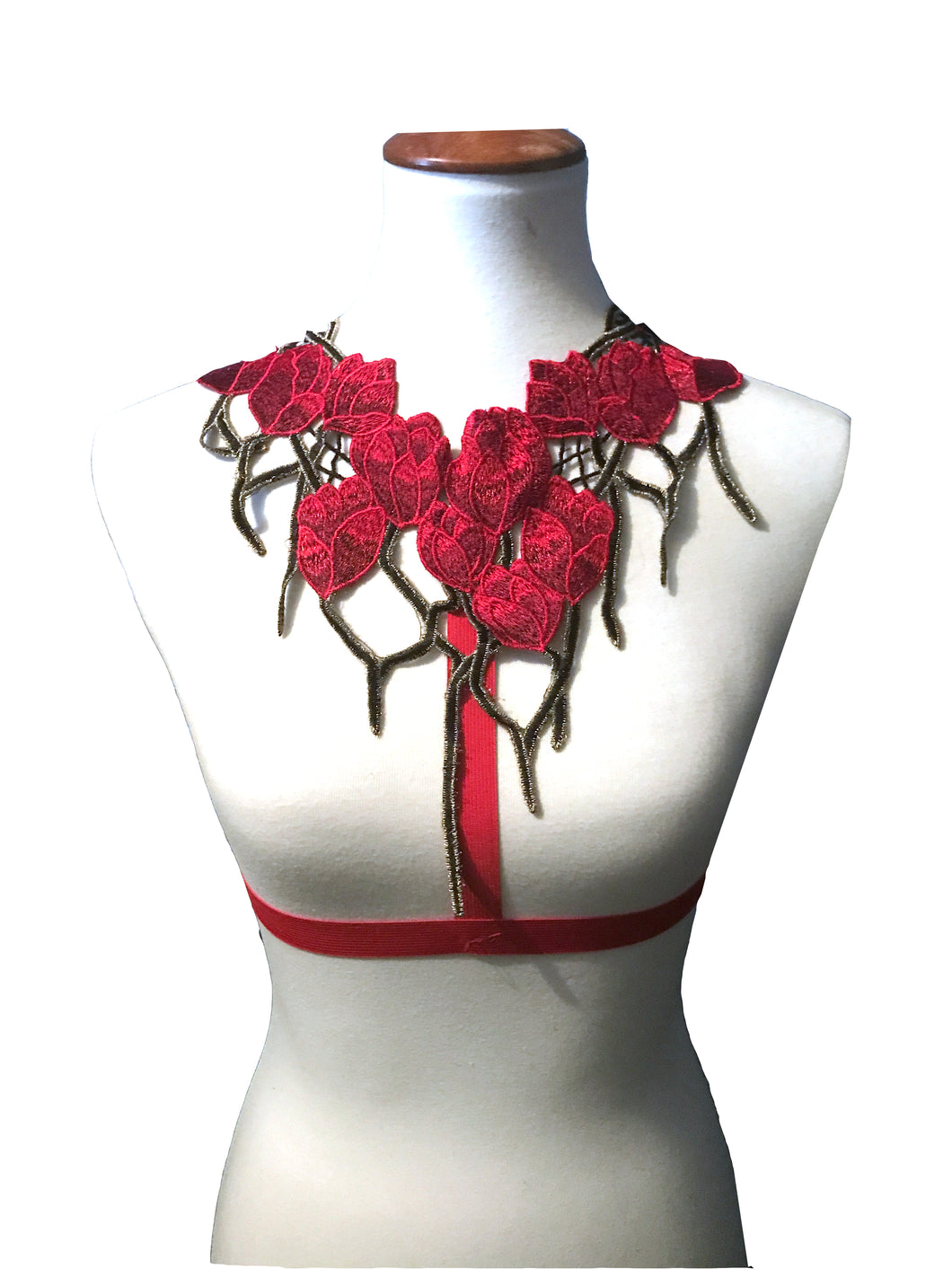 Red Flower Elastic Harness Top