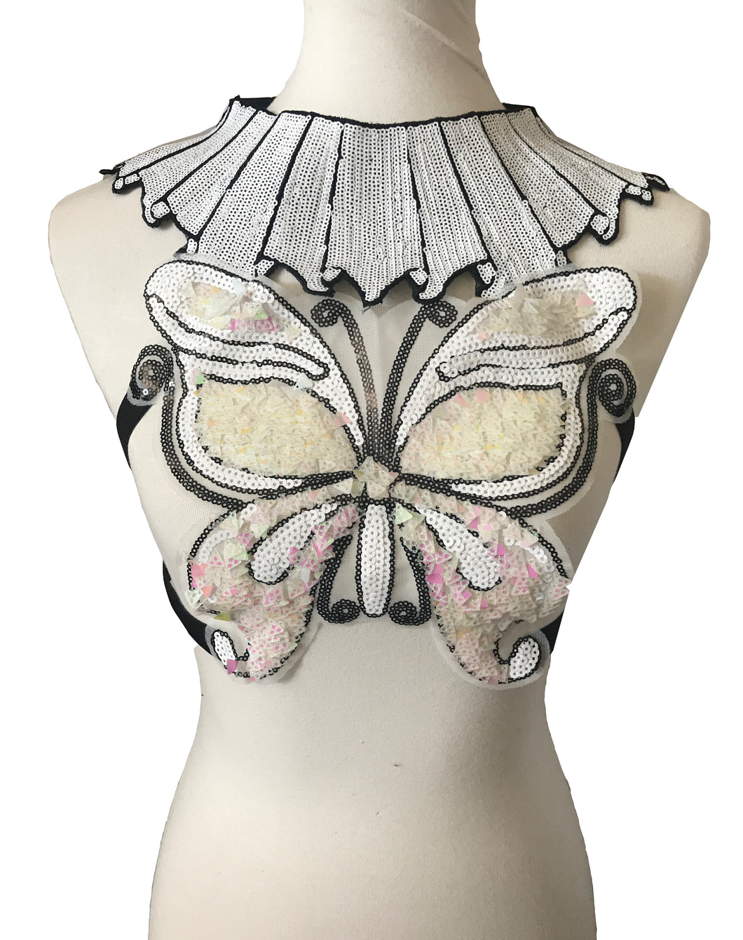 Butterfly Sequin Collar Cage Harness Top