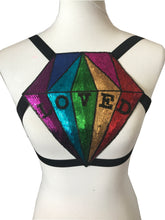 Loved Rainbow Sequin LGBTQ Gay Pride Cage Harness Top