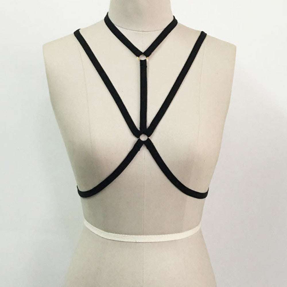 Cage Bra V Harness Goth Fetish Lingerie liquidred Cage Bra V Harness Goth Fetish Lingerie liquidred