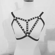 Pyramid Stud Rocker Black Cage Harness Top