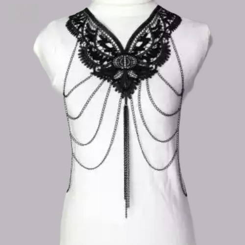 Black Lace Chain Harness Top