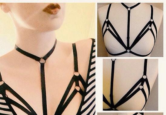 Open Harness Cage Bra Goth Fetish Lingerie