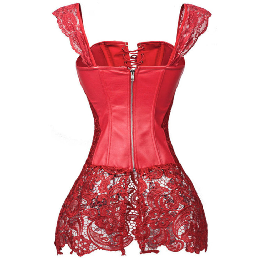 Red Lace Up Corset 